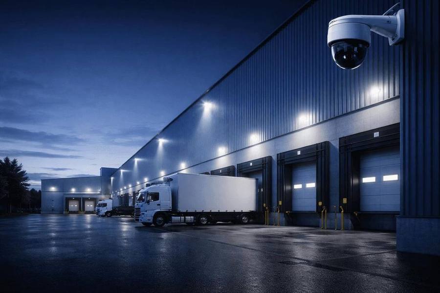 Security cameras installed above a retail shop entrance