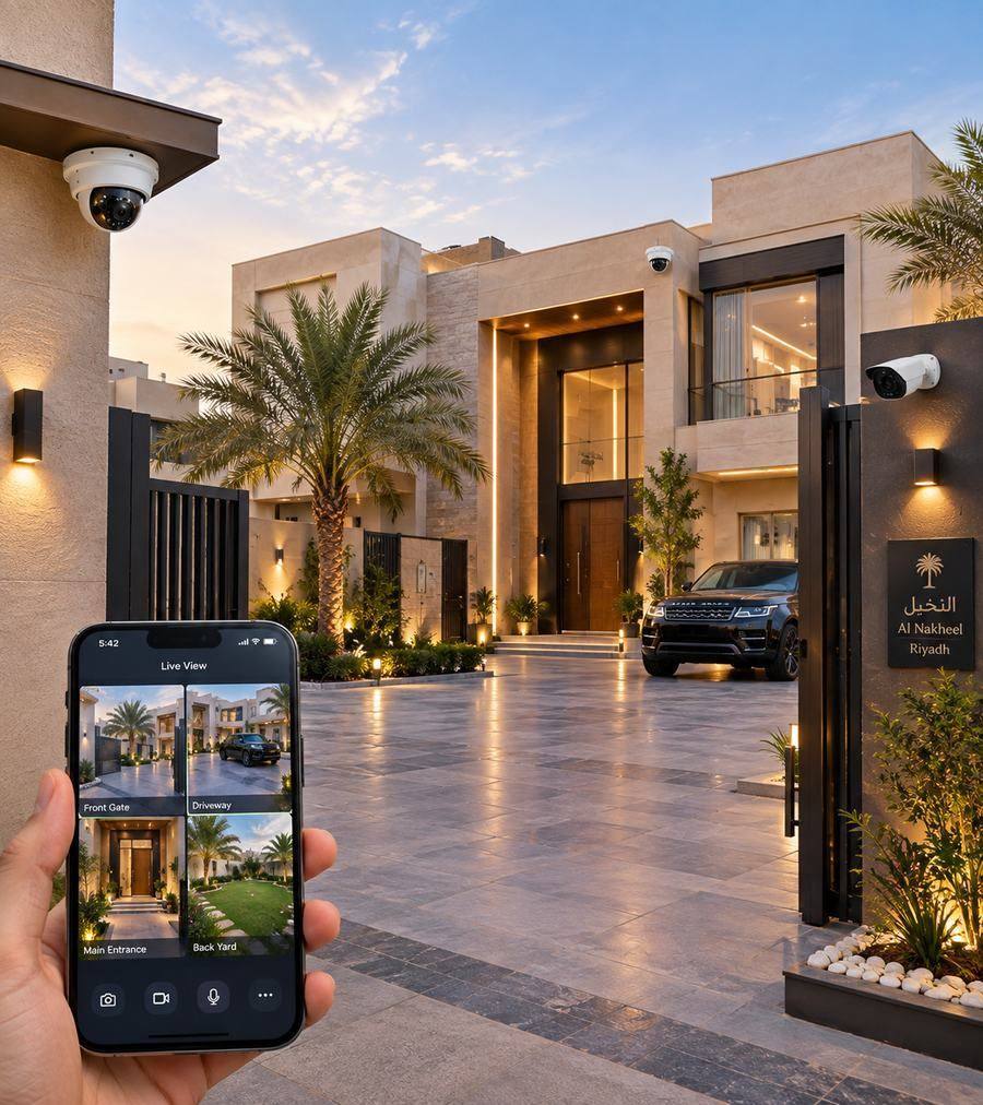 CCTV cameras installed on a residential villa exterior