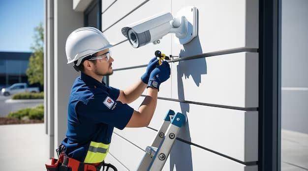 Security cameras installed above a retail shop entrance